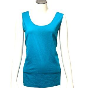 Chicos Scoop Neck Tank Top Sleeveless Tee Vibrant Teal Blue Size 3